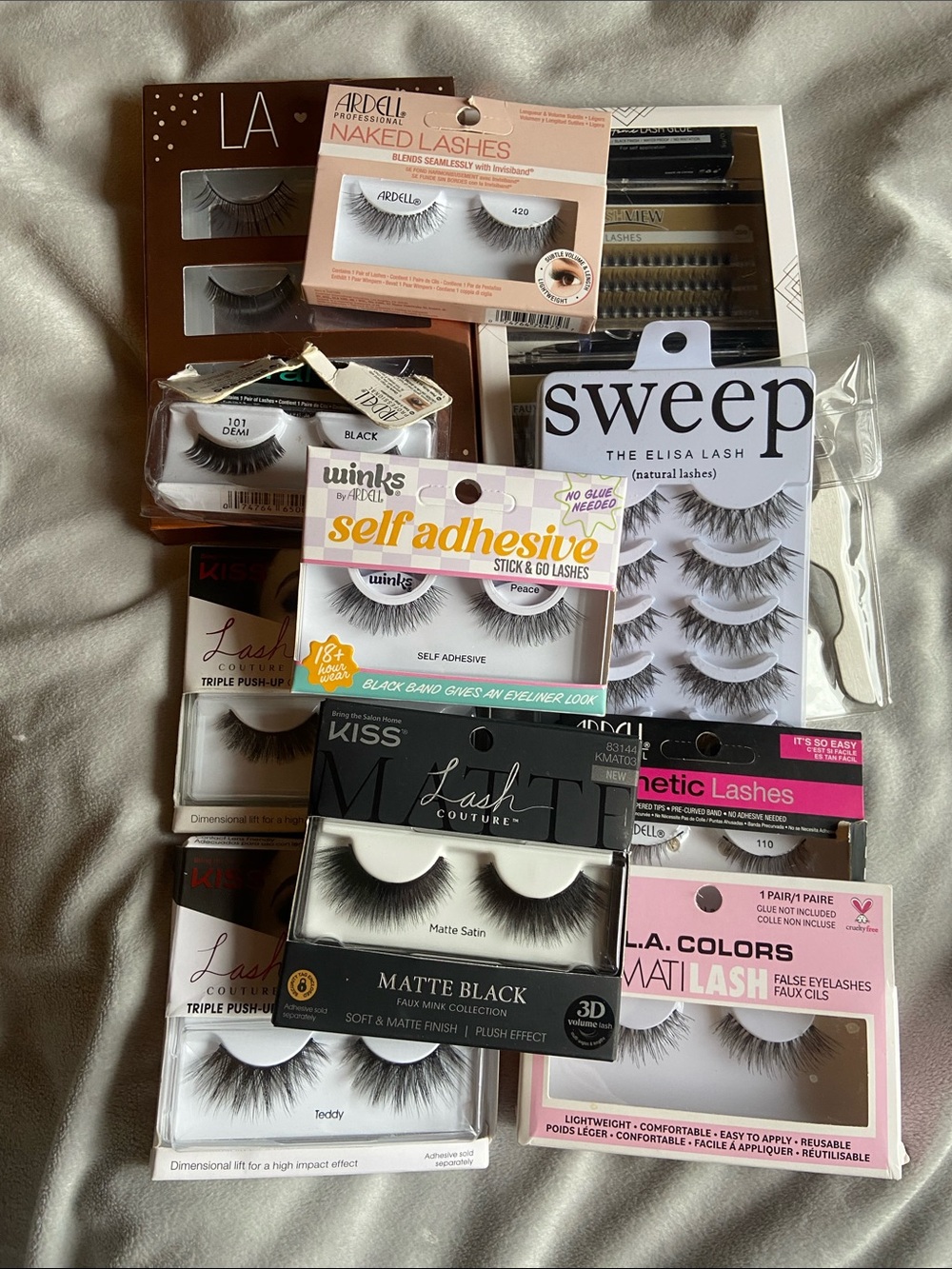 Huge False EyeLashes Lot; Ardell Kiss Lashview LA Colors & More